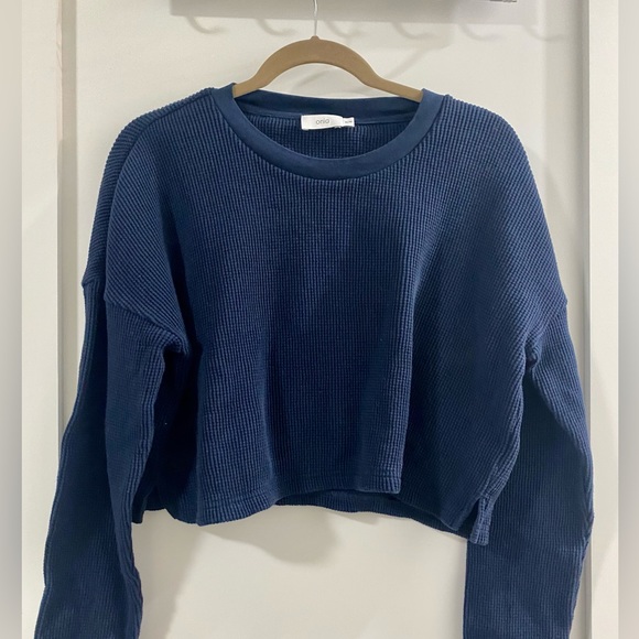 Navy waffle crop top - Picture 3 of 3